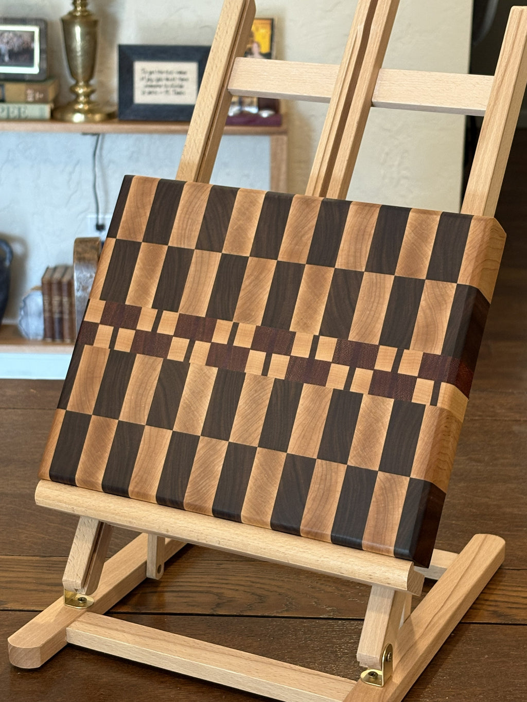 Maple & Walnut with Inlay Checker Cutting Board (end grain)