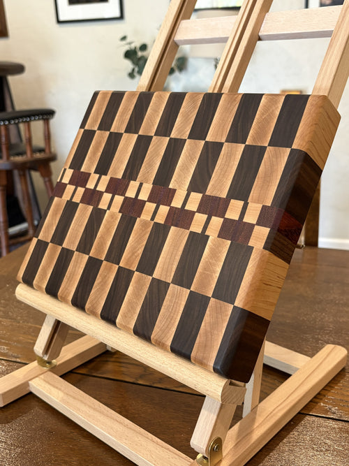 Maple & Walnut with Inlay Checker Cutting Board (end grain)