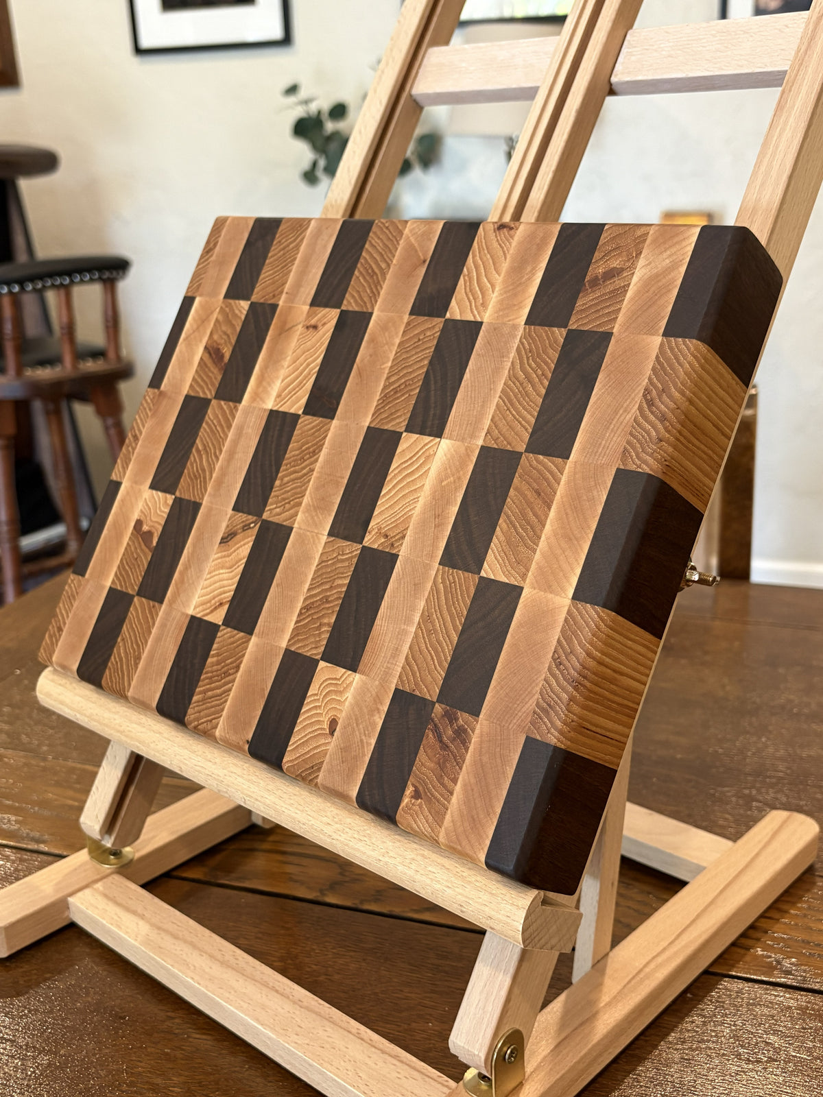 Walnut, Maple, & Hickory Checker Cutting Board (end grain)