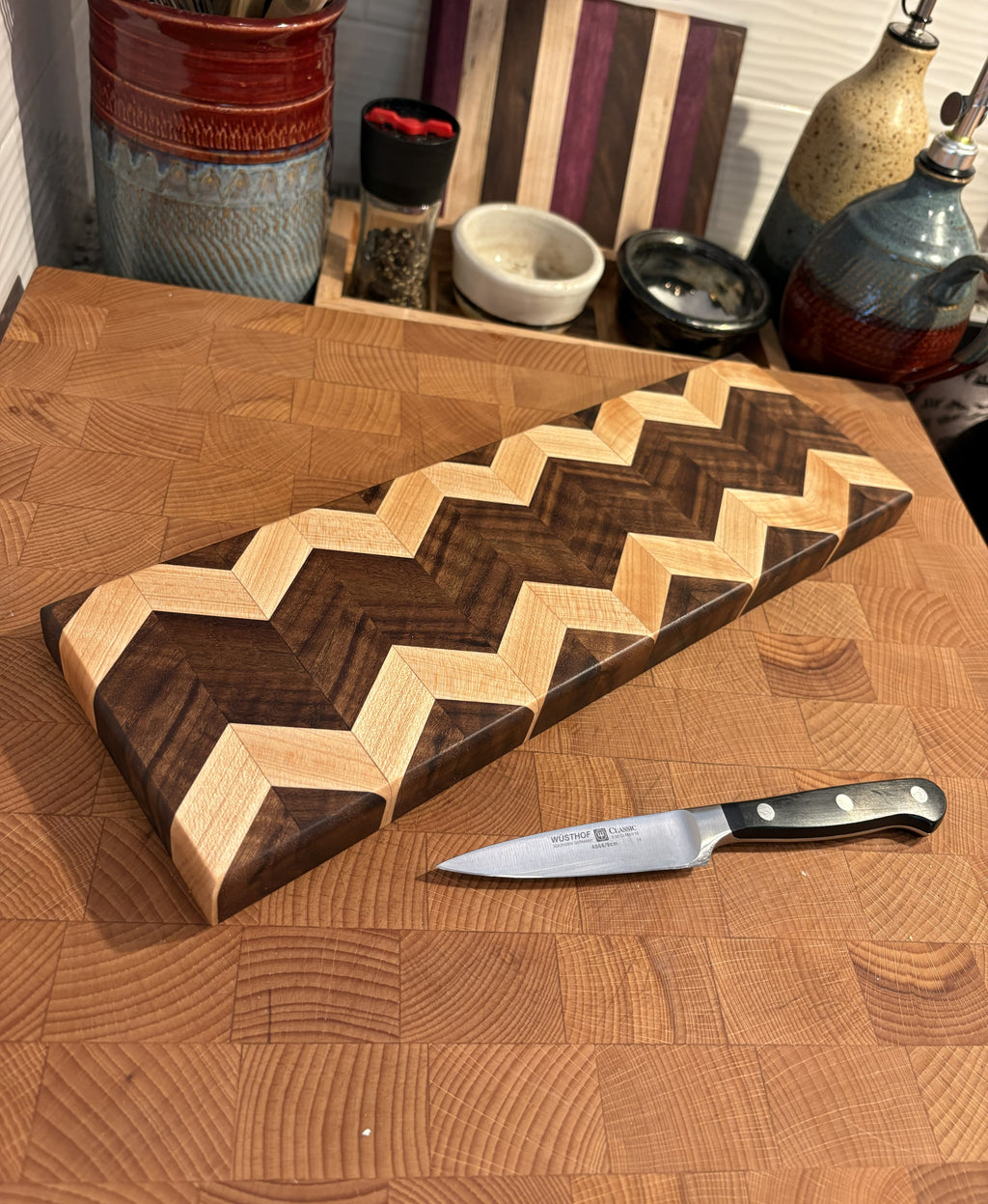 Maple & Walnut Chevron Charcuterie Board