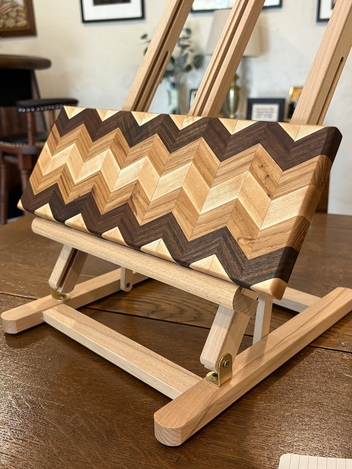Hickory, Maple, & Walnut Chevron Charcuterie Board