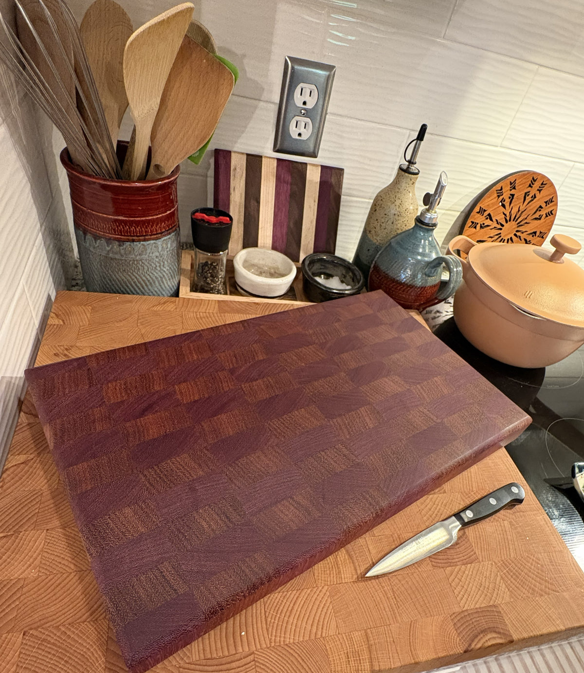 Purple Heart & Brazilian Jatoba Cutting Board (end grain)